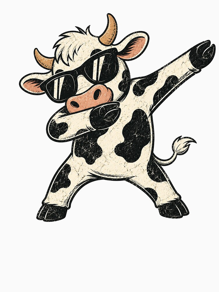 Dabbing Cow Wearing Sunglasses Funny Farm Animal by Moizento