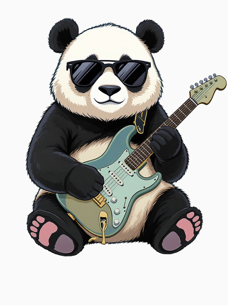 Panda Guitar Cool Illustration | Sunglasses Panda Playing Electric Guitar | Chill Music Design by ColorSplash123