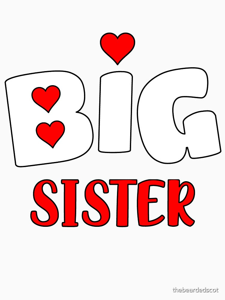 Big Sister T Shirt Loveheart by thebeardedscot
