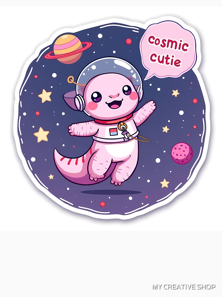 Kawaii Axolotl Astronaut Floating With Stars by MY CREATIVE SHOP