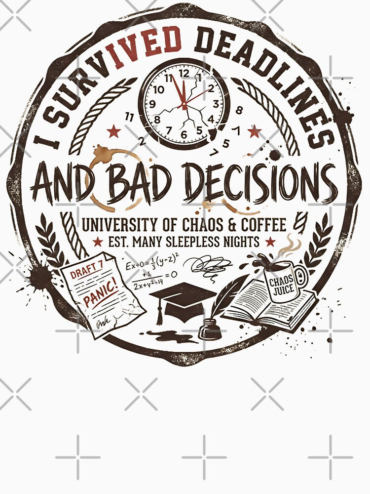 I Survived Deadlines and Bad Decisions Funny Graduation Vintage by universe-hold ⭐⭐⭐⭐⭐