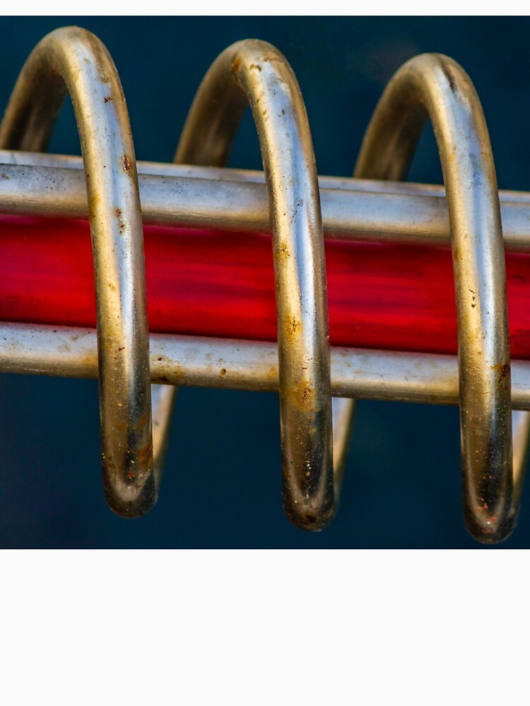 Closeup Metal Coil Spring Wrapped Around Red Rod, Rusty Industrial Abstract Texture Detail Photograph by Nmallia