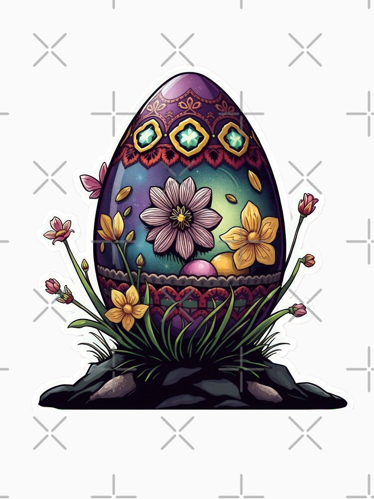 Easter egg with flowers sticker,eggs,Happy Easter,Easter Day,easter illustration by Expressions-Sel