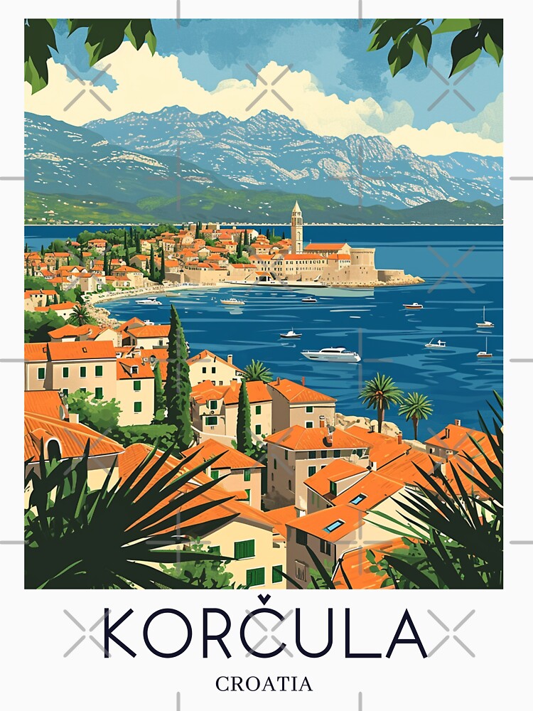 A Pop Art Travel Print of Korčula - Croatia by StudioRedKoala