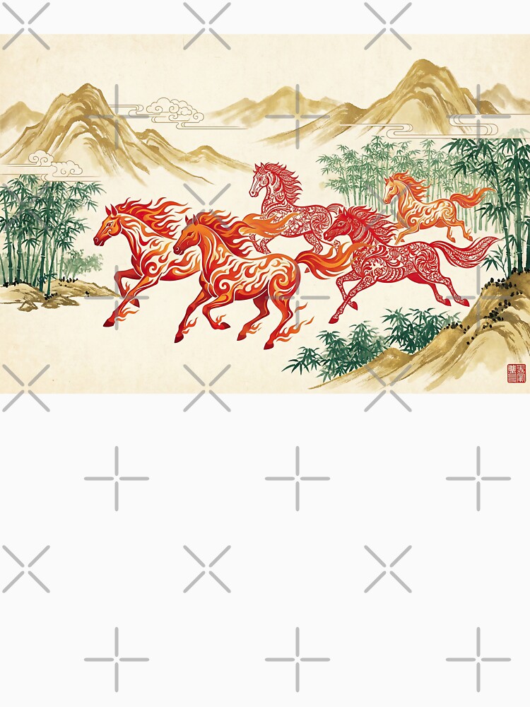 2026 Year of the Fire Horse - Traditional Red & Gold Lunar New Year by SavinMercantile