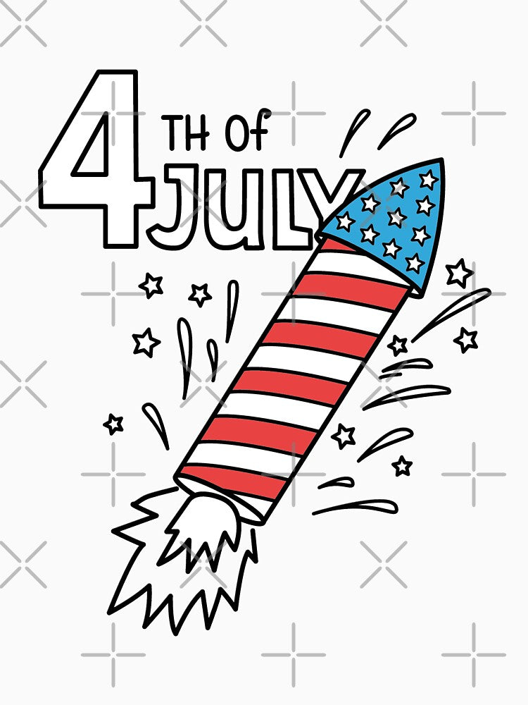 4th of July Fireworks Patriotic T-Shirt by Pliskin-Design