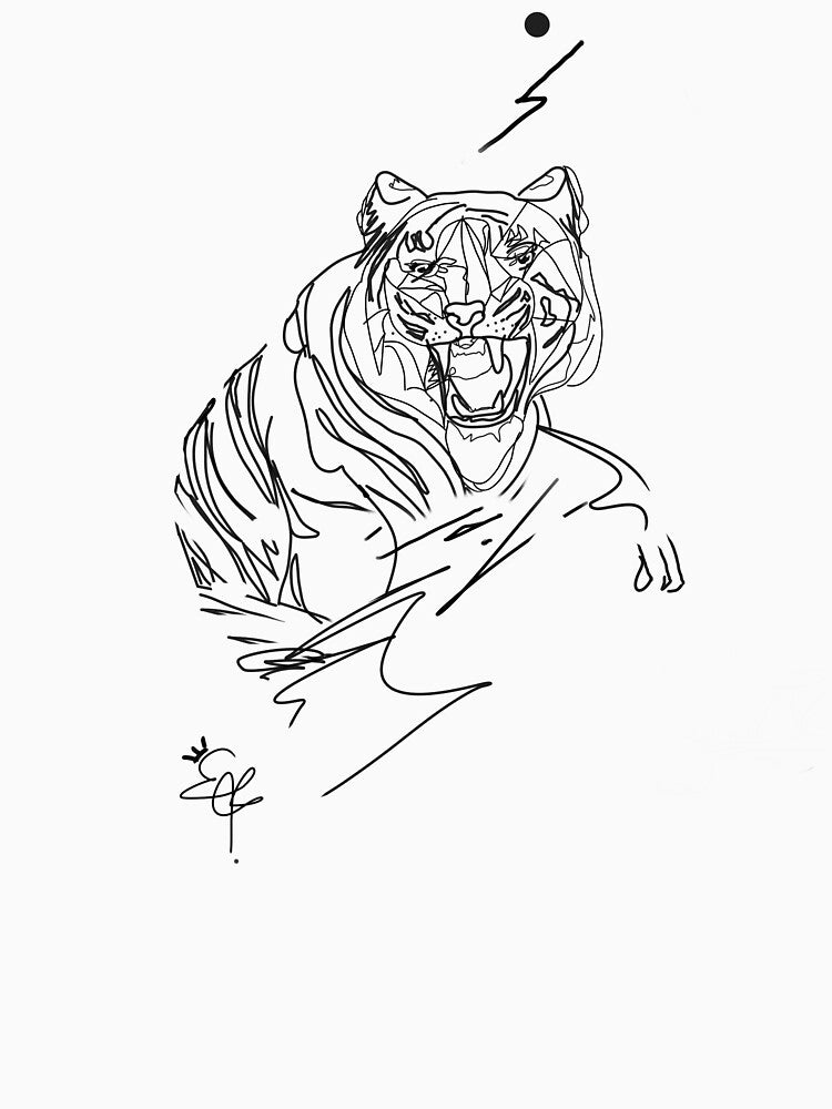 Minimalist Tiger | Hand Drawn | Tiger Print by OneLineArt