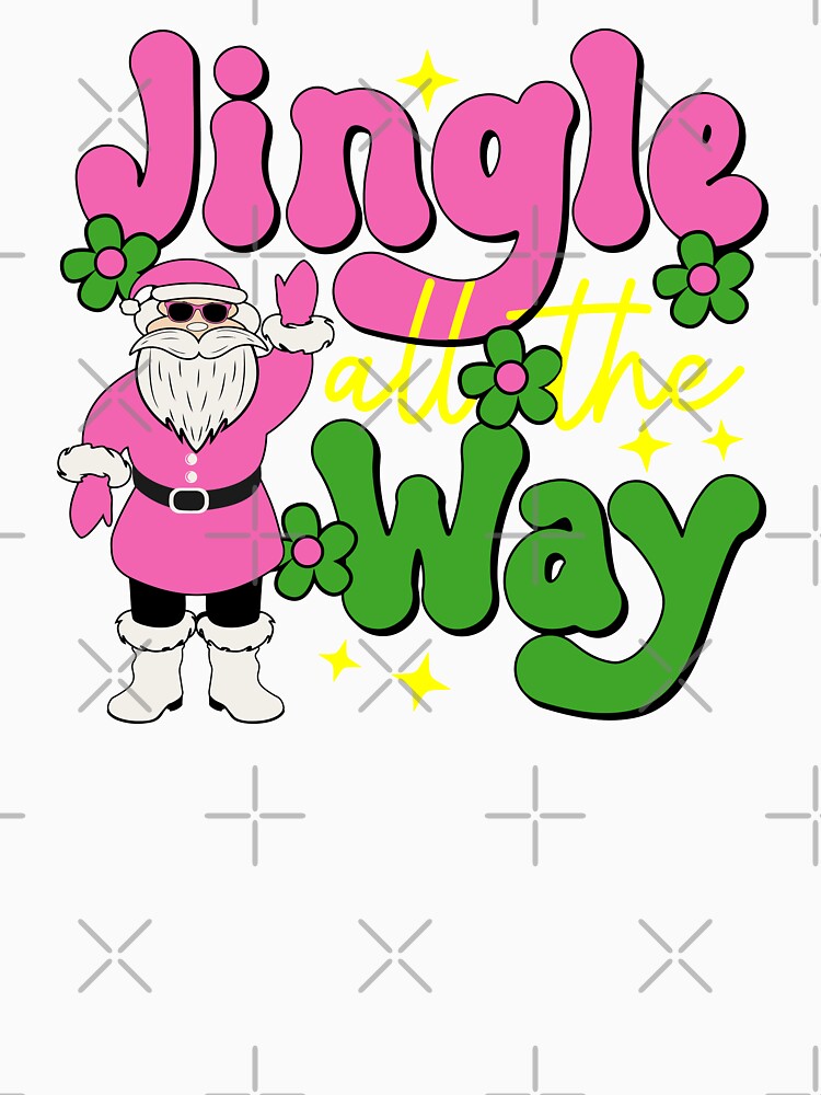 Retro Pink Santa Claus Jingle All The Way Classic Vintage Christmas by treasure-crafts