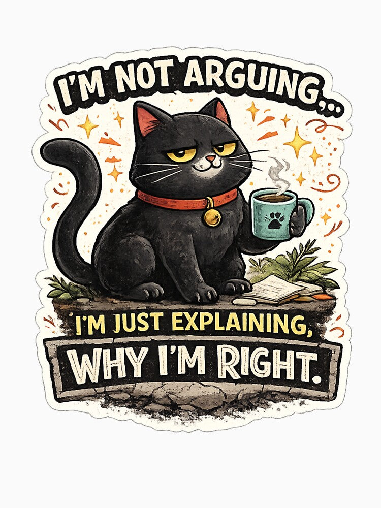I'm Not Arguing, I'm Just Explaining Why I'm Right – Funny Black Cat Coffee Quote by SP319