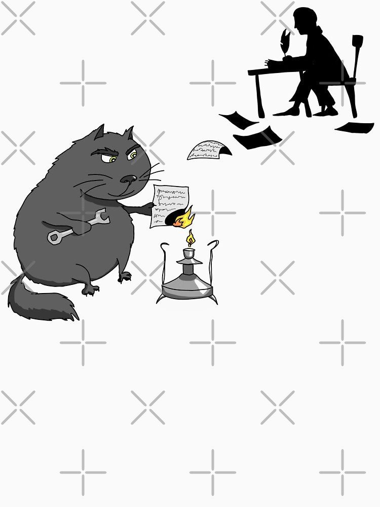 Manuscripts don't burn - The Master & Cat Behemoth - Funny Mikhail Bulgakov "The Master and Margarita" Gift by r-silver