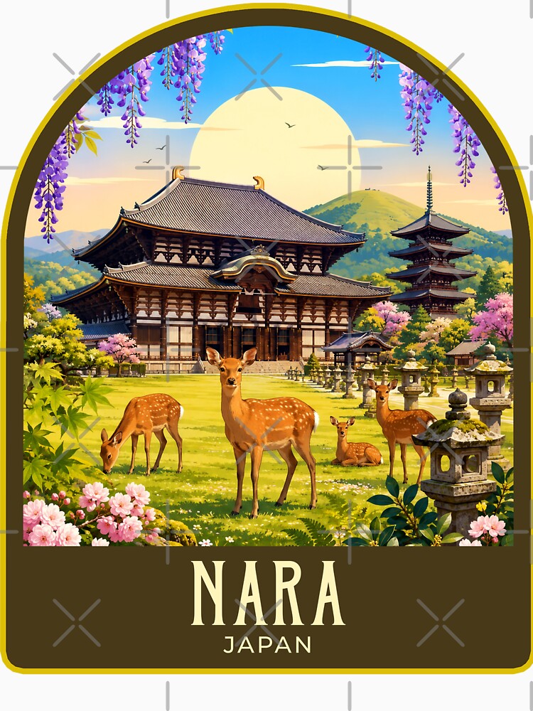 Nara Vintage Travel Illustration by HomeLivingCo