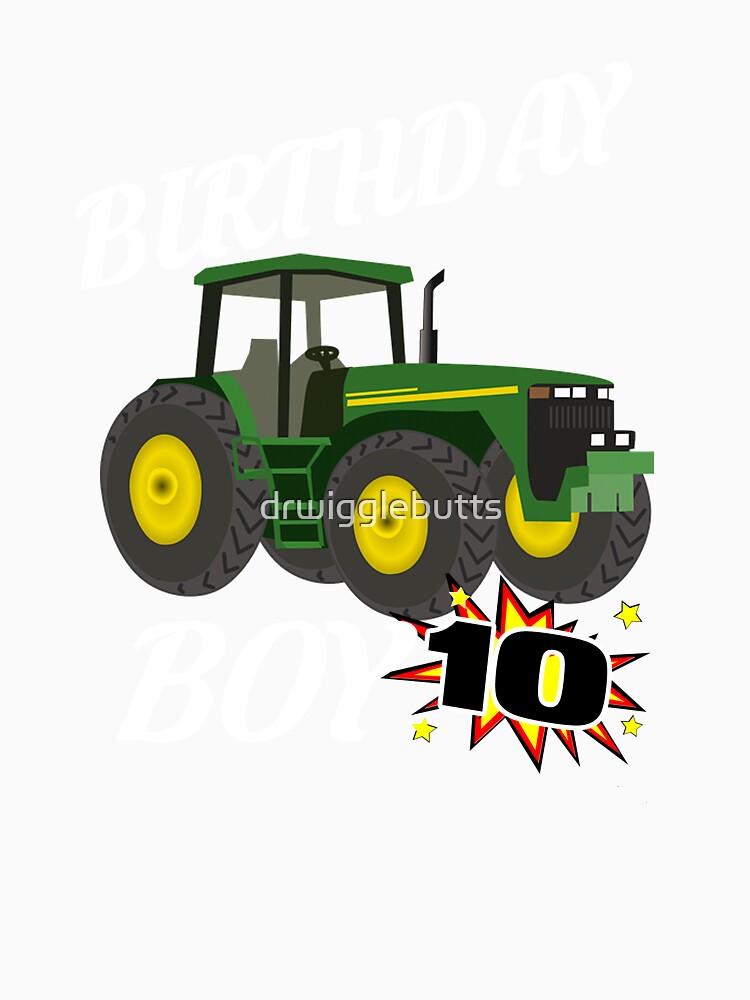 10 Years Old Birthday Design Green Tractor GifDesign by drwigglebutts
