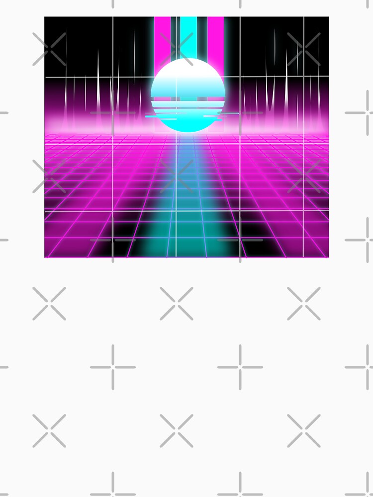 synthwave sunset grid l vaporwave sunset grid retro by Bossin