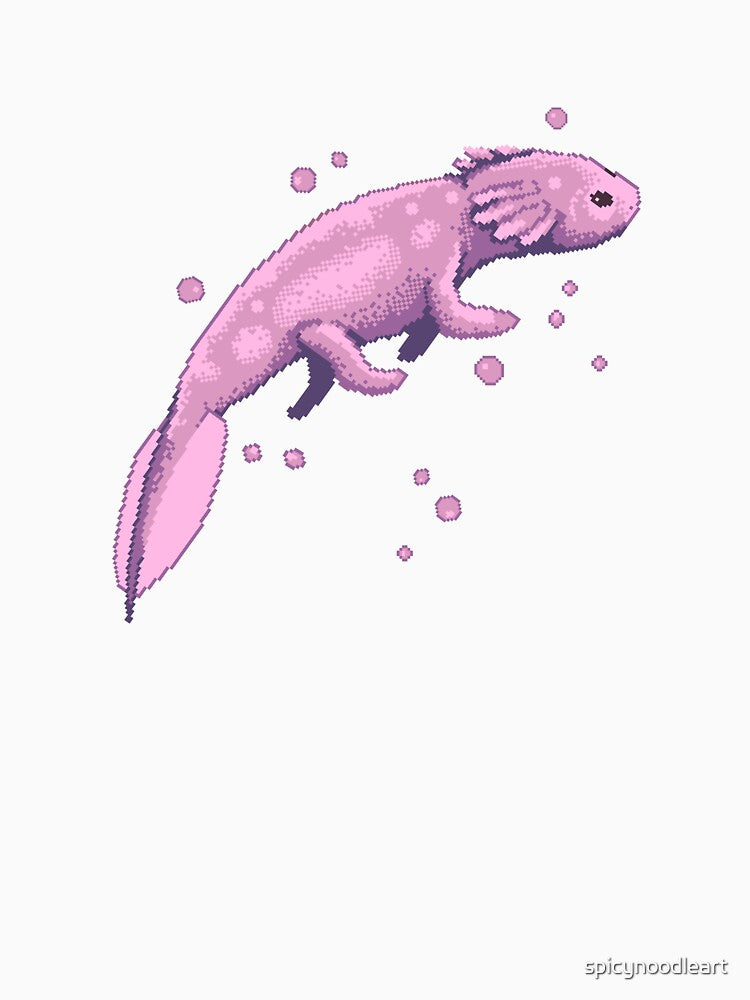 Tiny Pink Axolotl Pixel Art by spicynoodleart