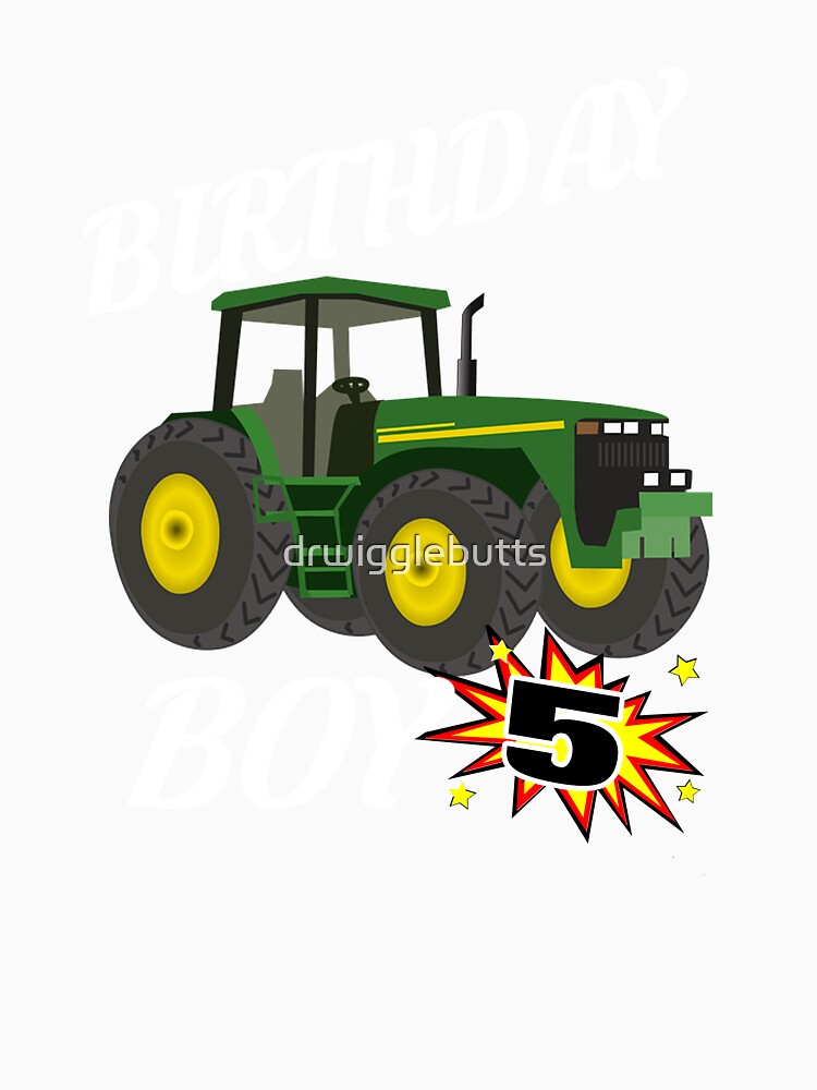 5 Years Old Birthday Design Green Tractor GifDesign by drwigglebutts