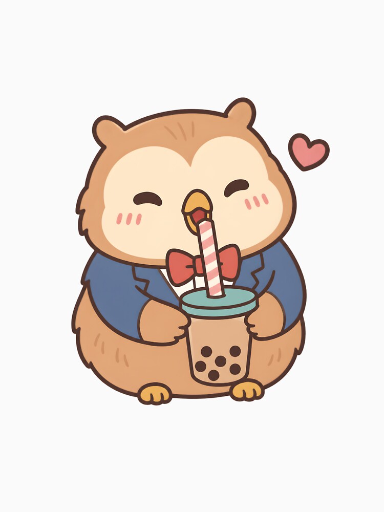 Singing Owl Sips Boba Tea by deag1e ⭐