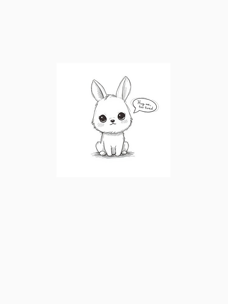 Cute Bunny “Hug Me, Too Tired” Funny Introvert Sticker by Sticker shop 007