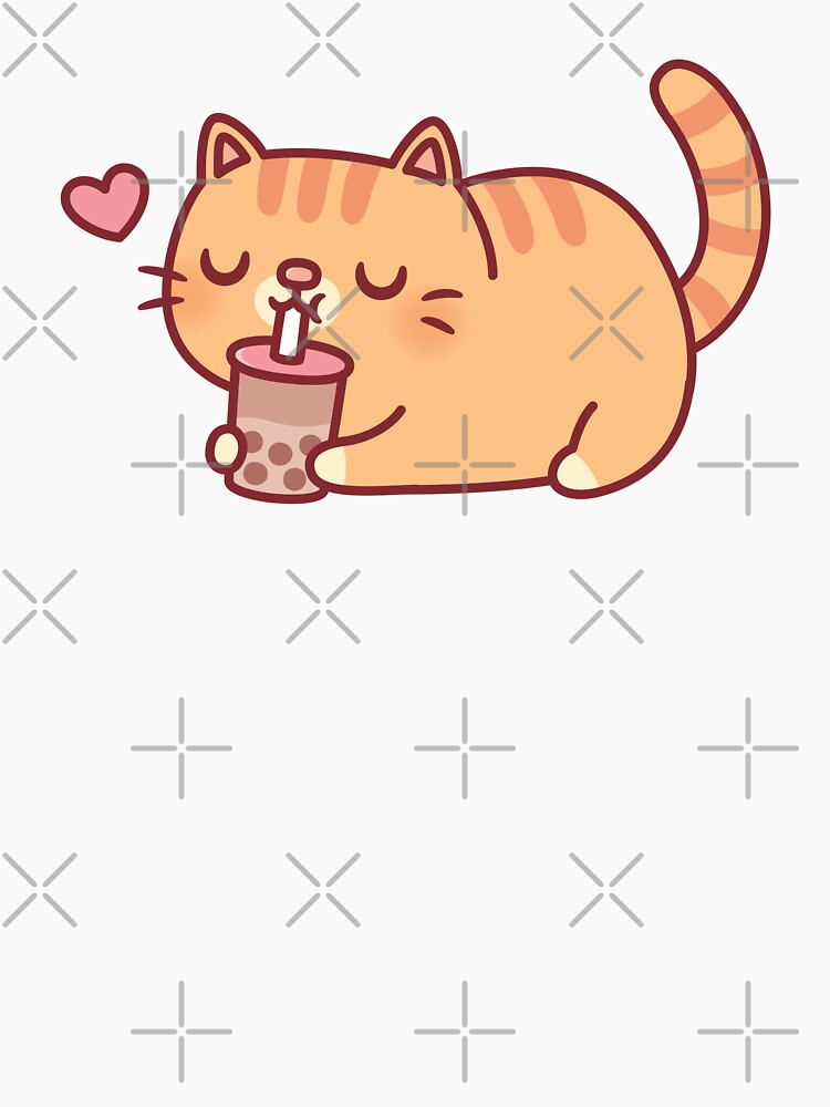 Cute Chubby Orange Tabby Cat Loves Boba Tea by rustydoodle