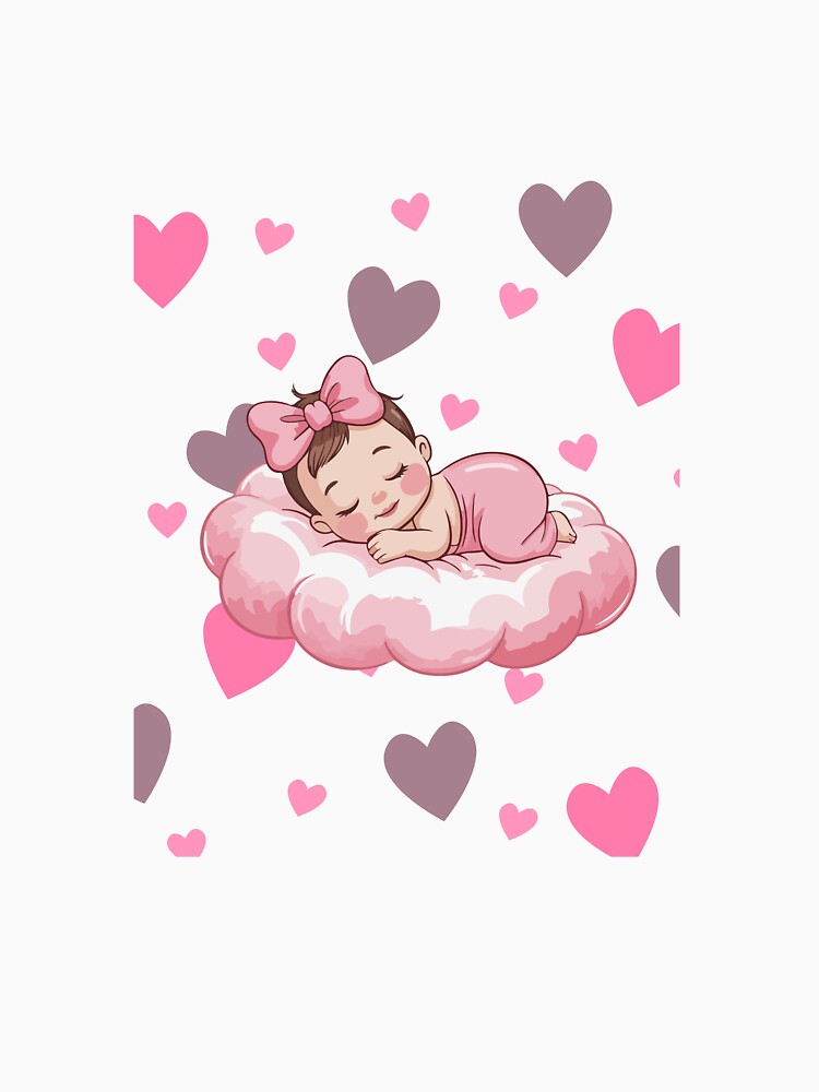 Pink Baby Sleeping on a Cloud by designhivebyj