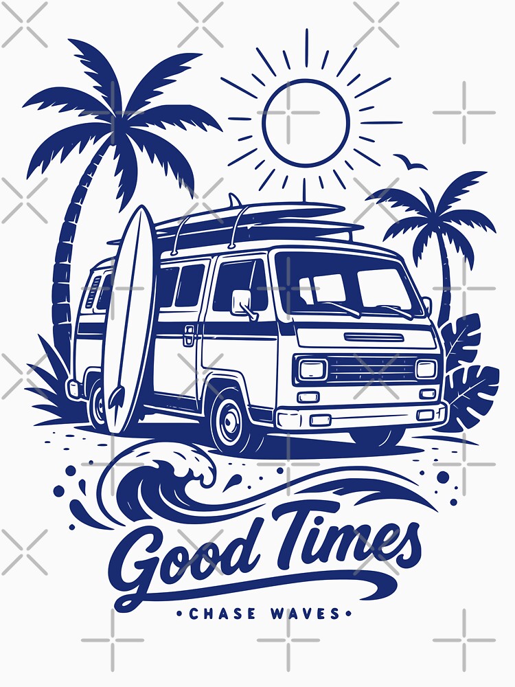 Vintage Surf Bus Good Times Chase Waves by 89shirts