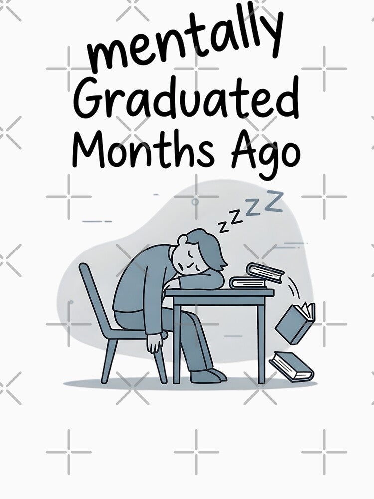 Overtired Student Sleeping on Books Funny Graduation Exhaustion by universe-hold ⭐⭐⭐⭐⭐