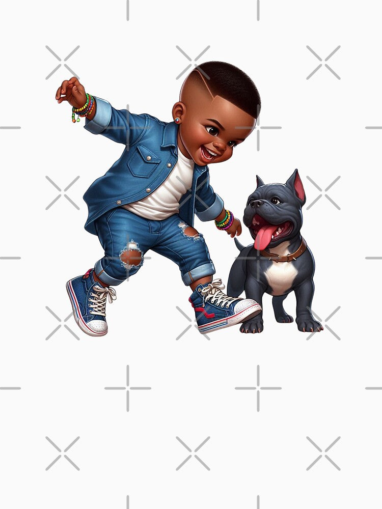 Cool Cartoon Kid with Dog | Fashionable Outfit Art by Lulunza