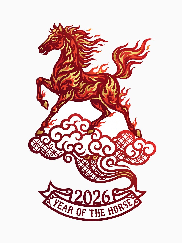 Dynamic Red Gold Fire Horse 2026 Chinese New Year by Bambear