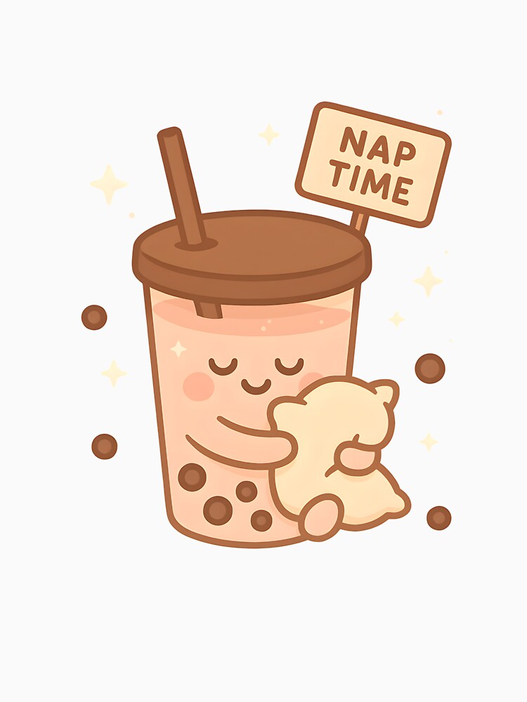 Cute Kawaii Boba Tea Sleeping – Nap Time Bubble Tea Art by ArtbotsGallery