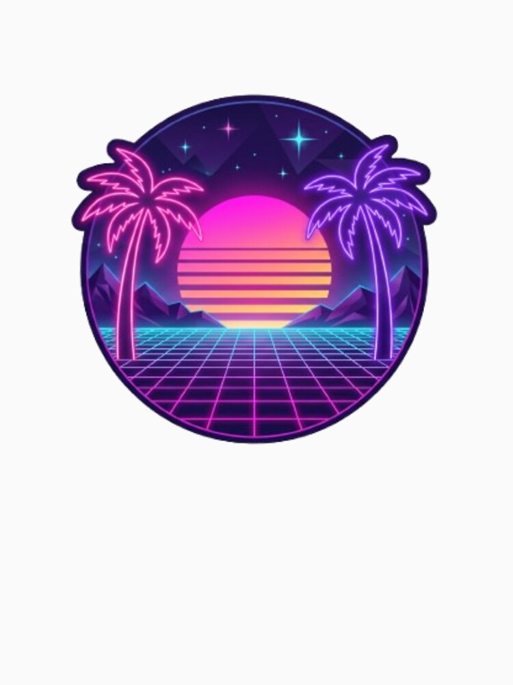 Synthwave Sunset and Neon Palm Trees - 80s Retro Aesthetic by Gabzerinho