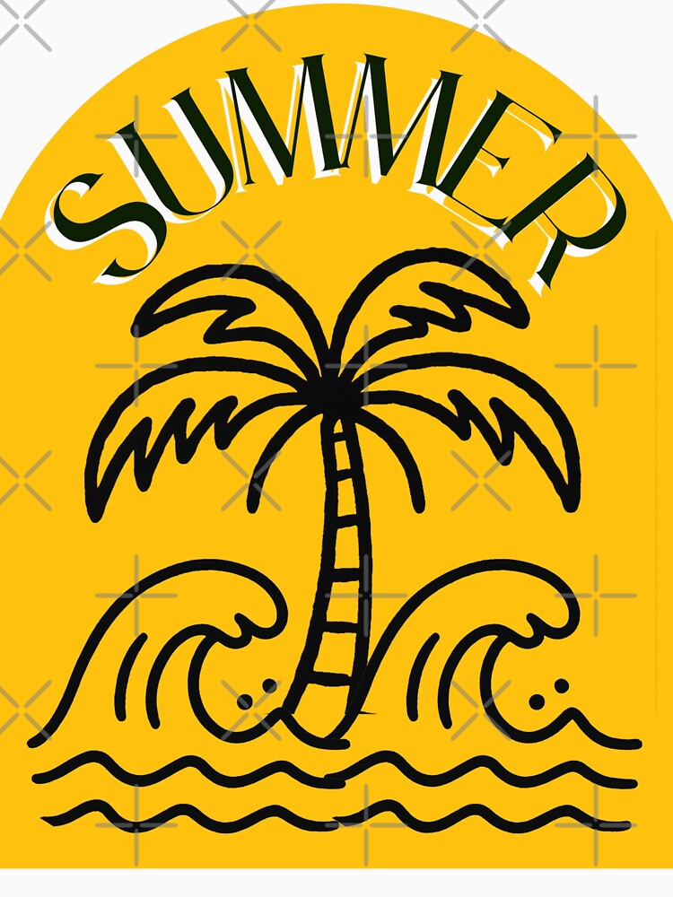Retro Summer Palm Tree & Waves by tinkeybabes