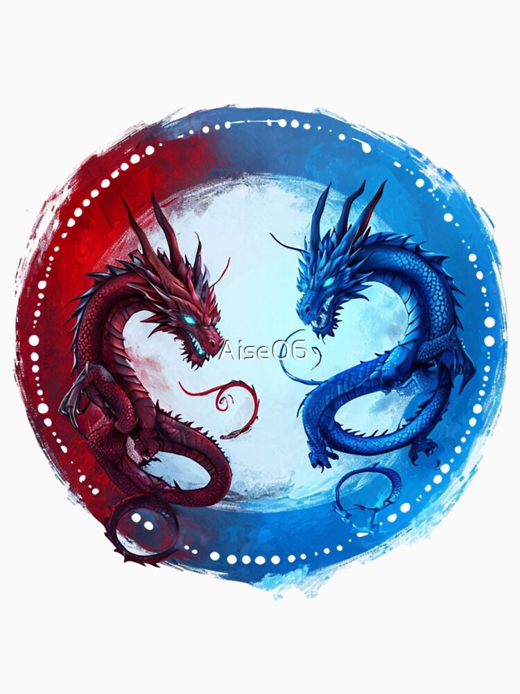 Red And Blue Dragons by Aise06