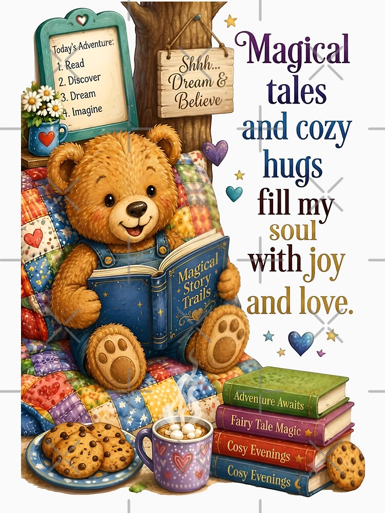Magical Tales And Cozy Hugs Fill My Soul Teddy Bear Reader by Sovereign Supply Co.