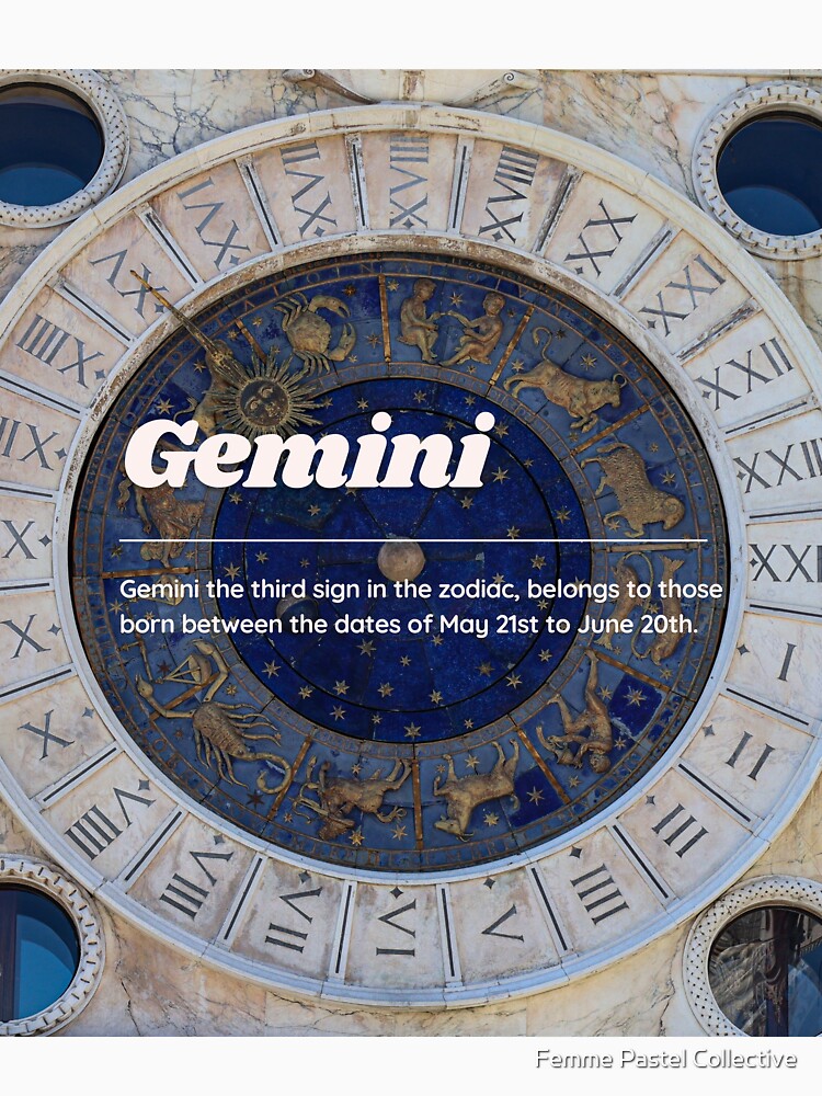 Gemini Zodiac Roman Numeral Print by Femme Pastel Collective
