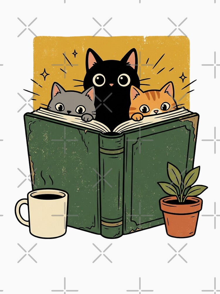 Cozy Cats Reading Books Vintage Bookworm Gift Cute Cat Lover by raedattia