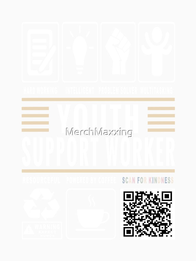 Funny Youth Support Worker Job Description Icons QR Code by MerchMaxxing