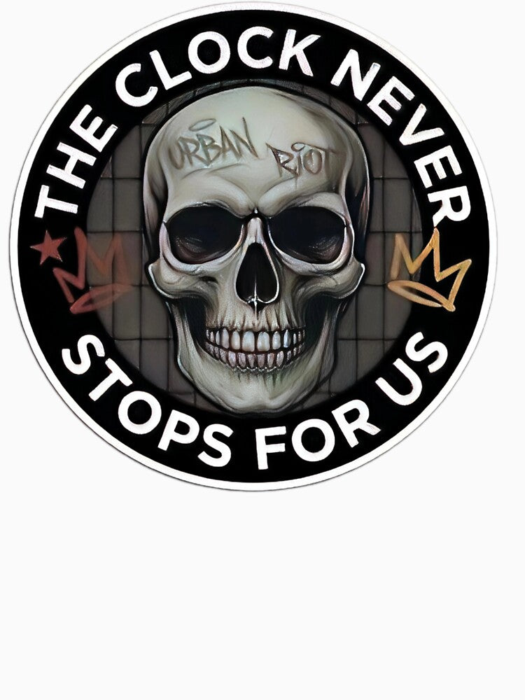 The Clock Never Stops For Us - Urban Skull Streetwear Graphic by apex.vibe