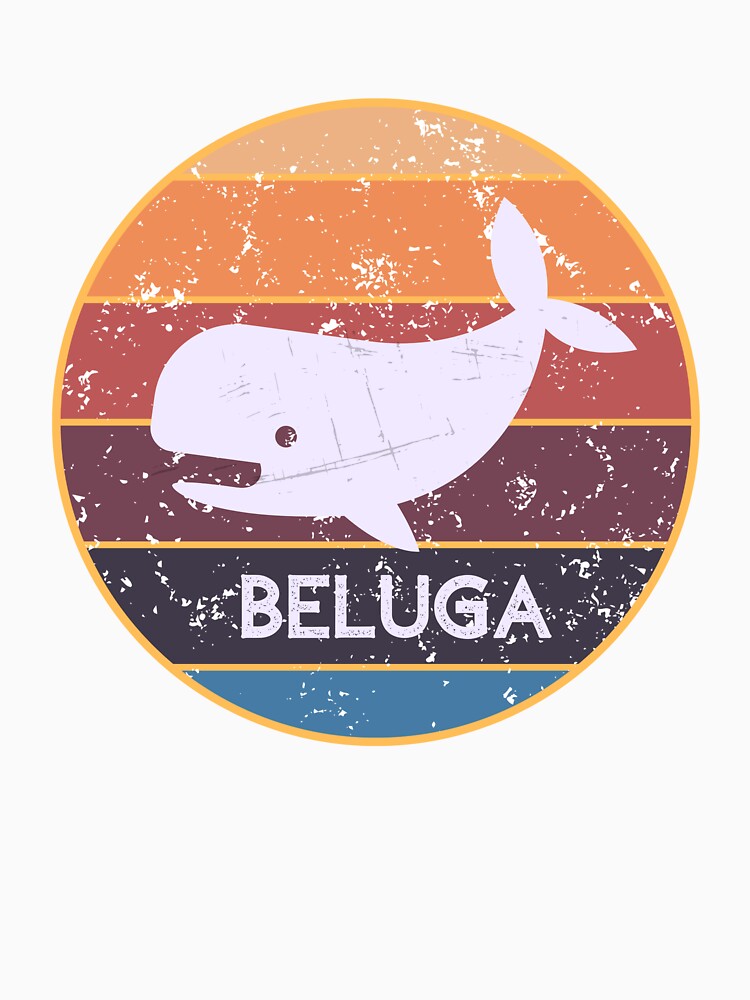 Beluga Whale Swimming Retro Illustration by kuremureDesign