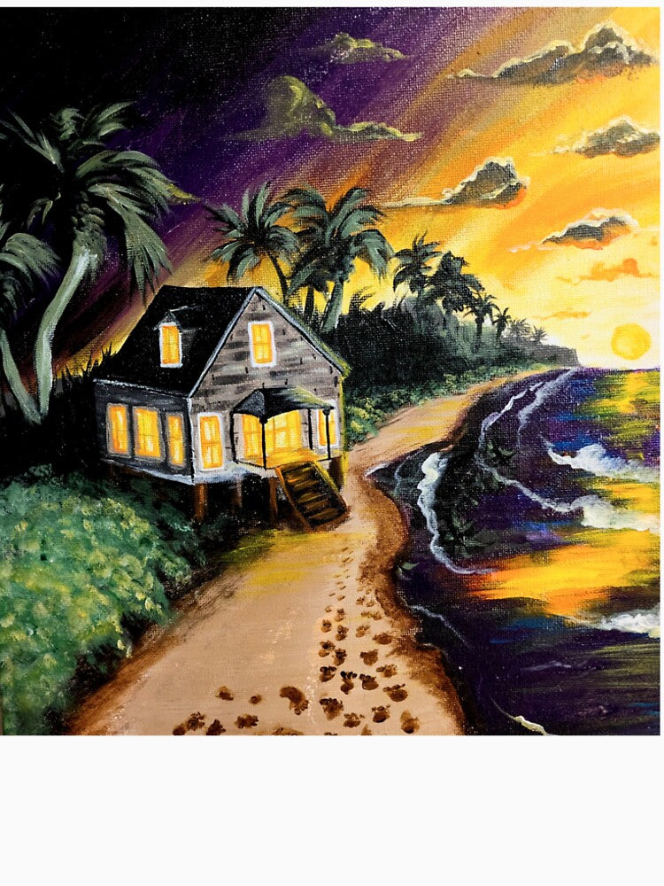 The Vacation Beach house at Night - Painting with Acrylics by DreamTrek
