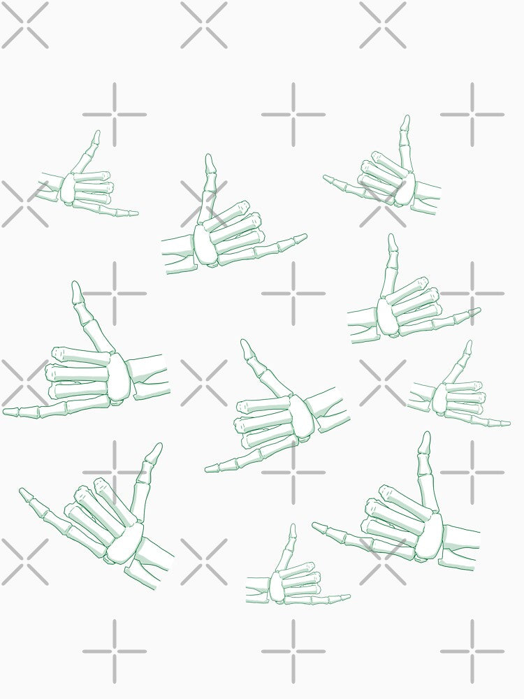 Spooky Skeleton Hand Aesthetic Tiles Green by Vedeme