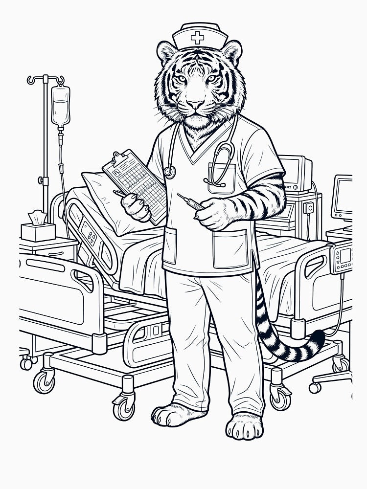 Vintage Tiger Nurse Animal Lover by TerryConnells