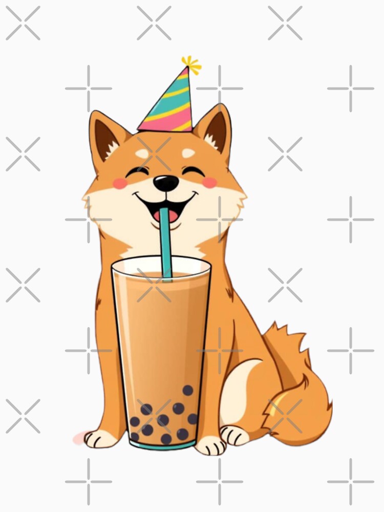 Shiba Inu Boba Tea Milk Chocolate Party Hat happy birthday kawaii gift funny christmas happy by CheeseBlueprint