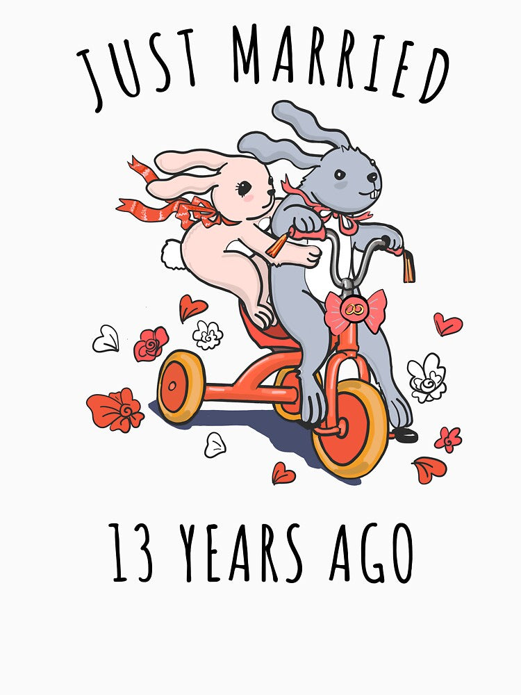 Just Married 13 Years Ago - 13th Anniversary Couple Bunnies Tee, Phone Cases And Other Gifts by MemWear