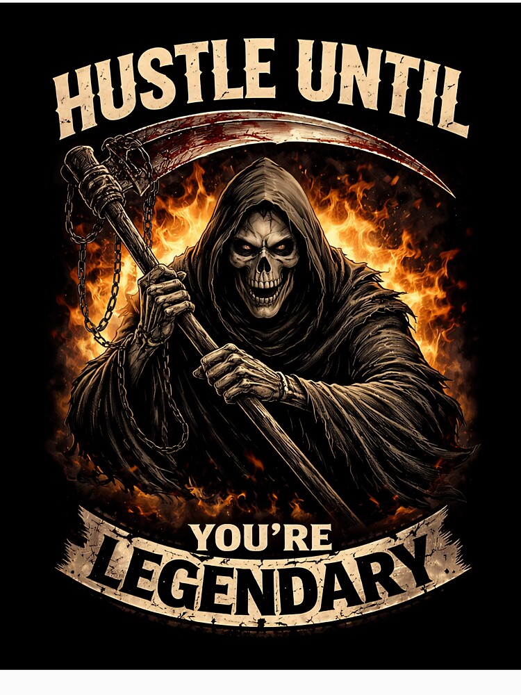 Hustle Until You’re Legendary Grim Reaper Dark Aesthetic Streetwear Design by apex.vibe