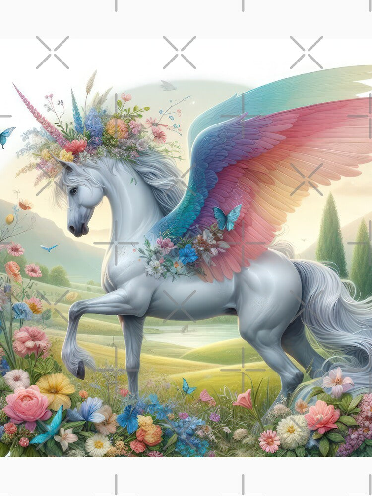 Pegasus with flowers fantasy easter landscape by Expressions-Sel