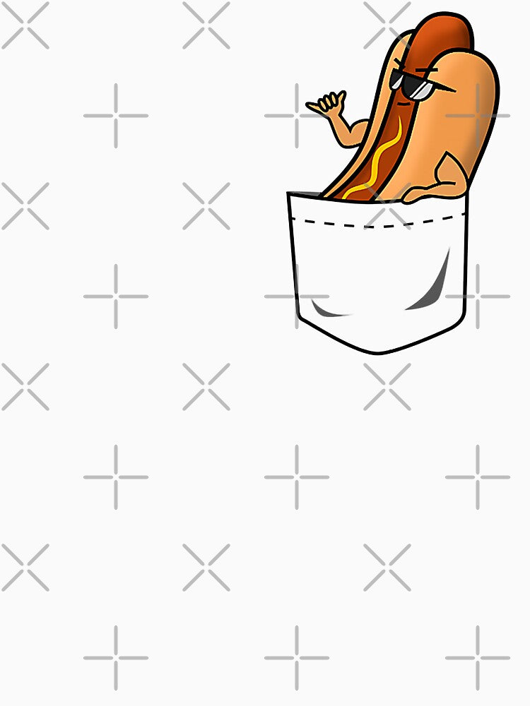 Awesome Funny Shaka Hang Loose Hotdog In A Pocket by BernardMurray