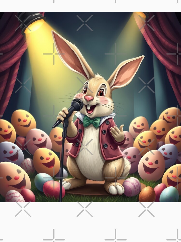 funny Easter bunny  sings a concert with colored eggs, funny easter,Happy Easter,Easter Day,easter illustration,Easter by Expressions-Sel
