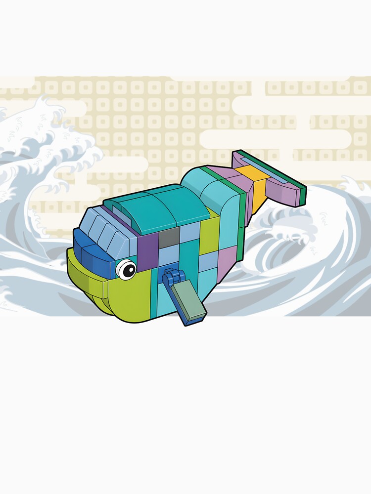 Colorful Brick Brick Whale - Blocky Ocean Animal Art by HumTumMe