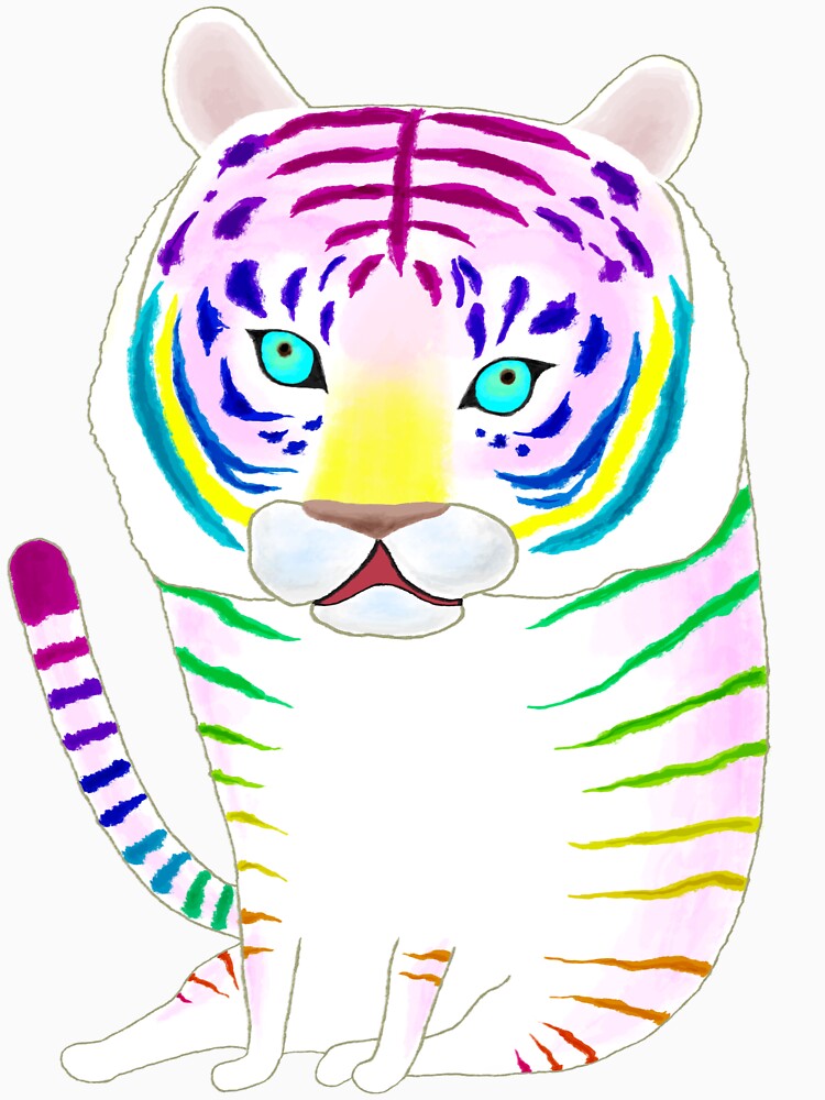 Rainbow Striped White Tiger by TamaAnimalArt