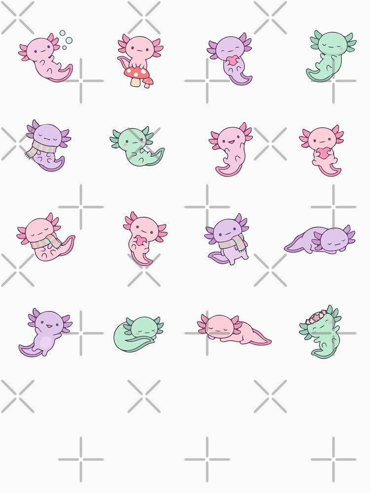 Kawaii Axolotl Collection - Cute Pastel Axolotls by AliveStyle