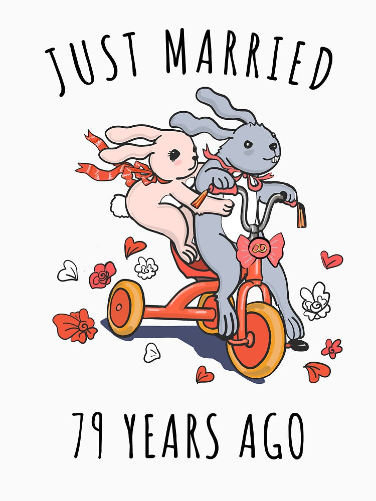 Just Married 79 Years Ago - 79th Anniversary Couple Bunnies Tee, Phone Cases And Other Gifts by MemWear